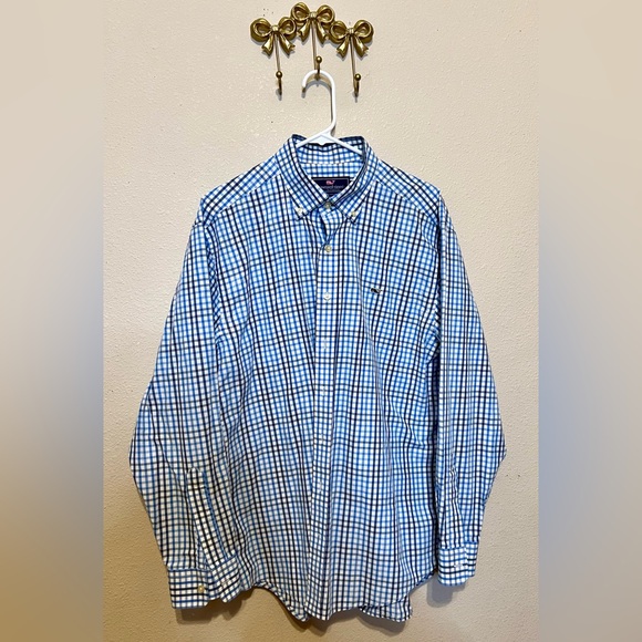 Vineyard Vines Other - Vineyard Vines Whale Shirt. Blue and White Plaid Shirt. 100% cotton Size L